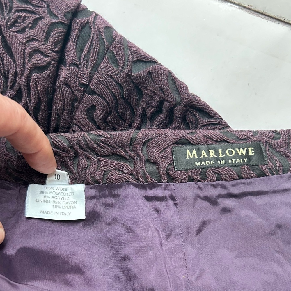 Marlowe made in Italy purple Peplum Skirt Floral print wool blend trumpet - Picture 9 of 9